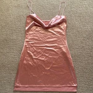 Pink Cowl Neck Silk Dress